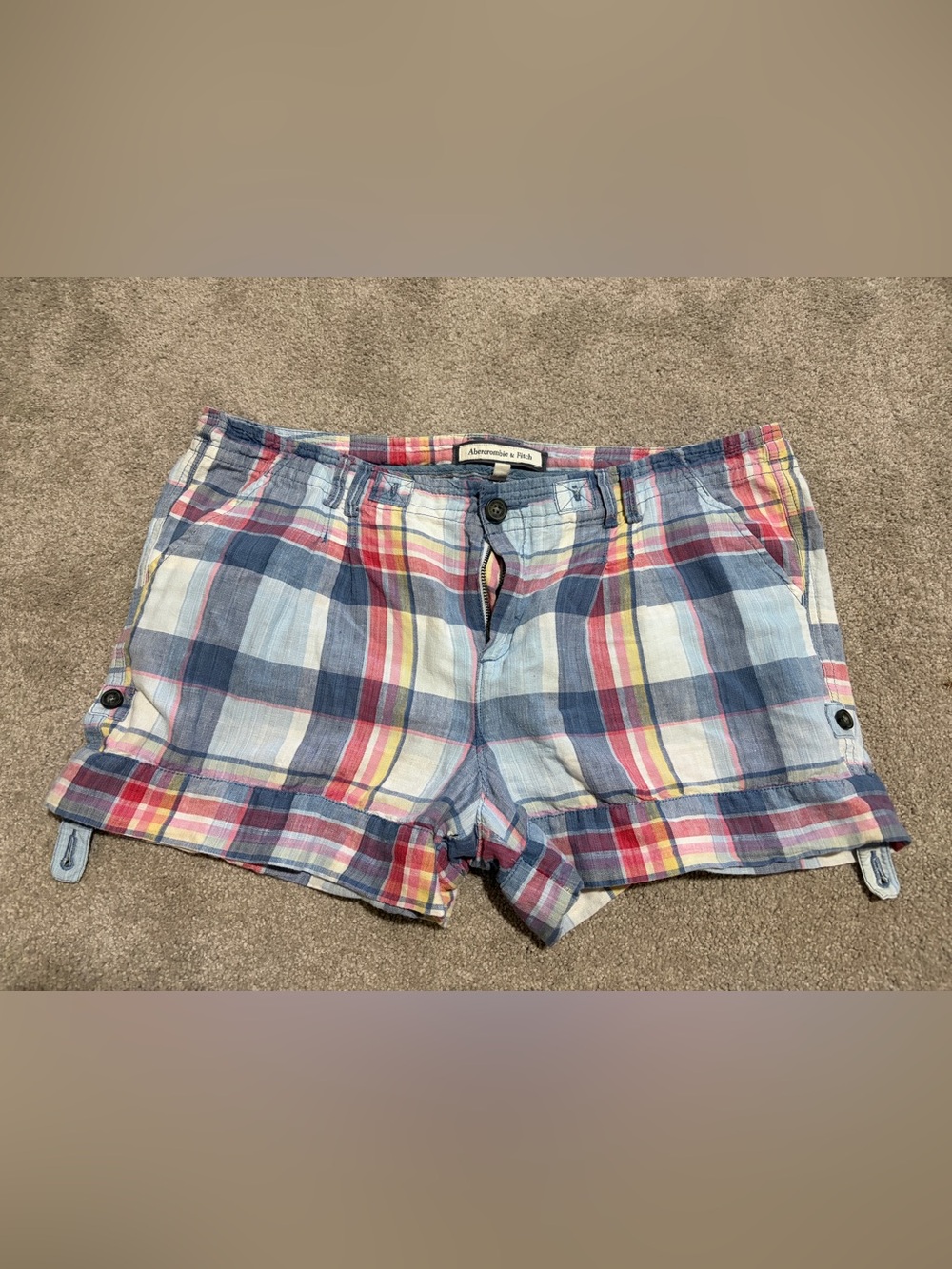 Abercrombie & Fitch Plaid Cotton Women’s Shorts in Blue, Red, Yellow Sz 10